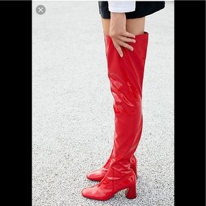 Over the knee boots red color size 7.5